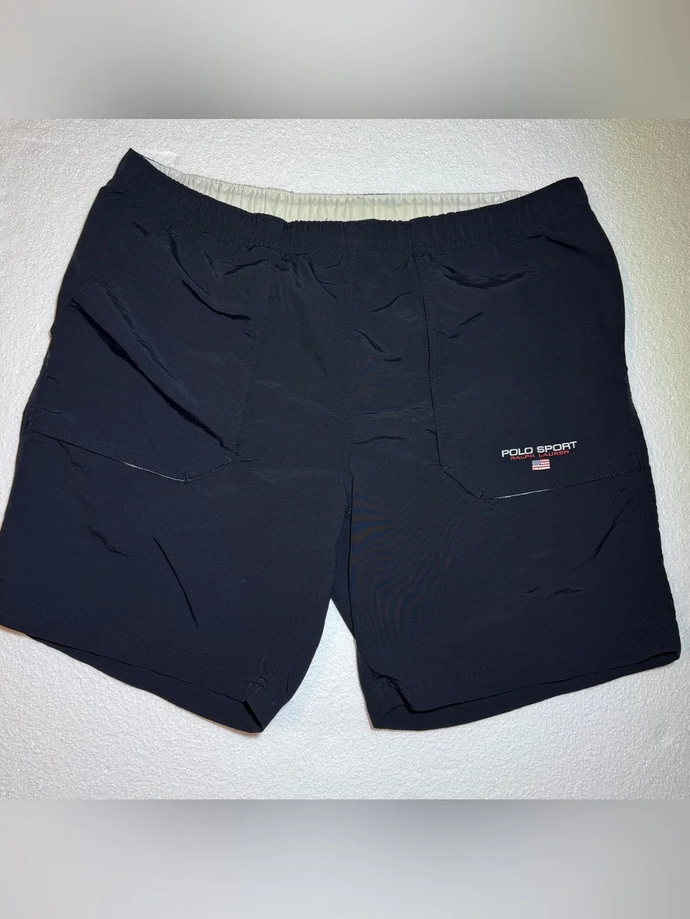 Polo Sport Ralph Lauren Men's Black Swim Trunks with Polo Flag Sport Patch